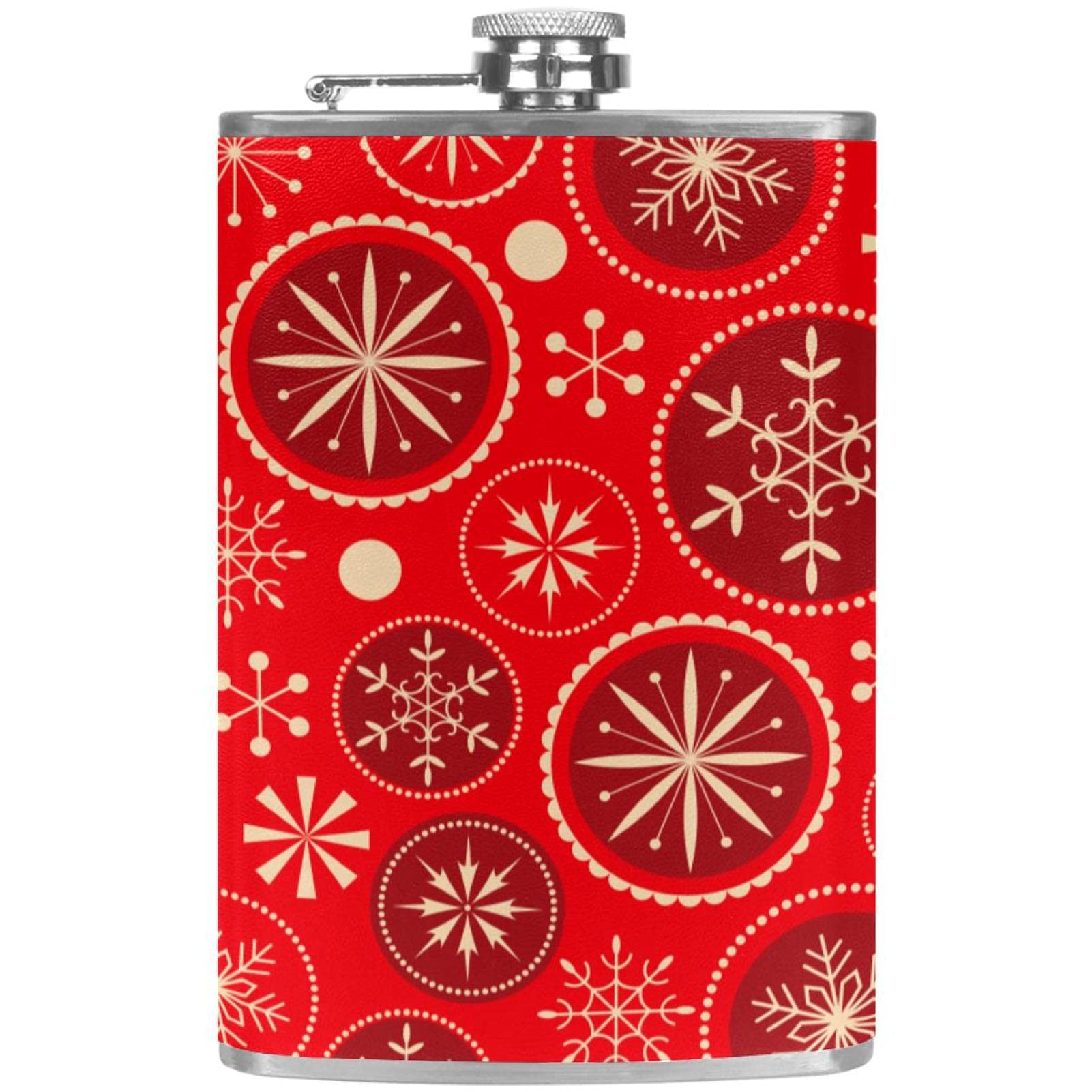 Petite flasque pour femme cadeau de Noël rouge en cuir avec son entonnoir