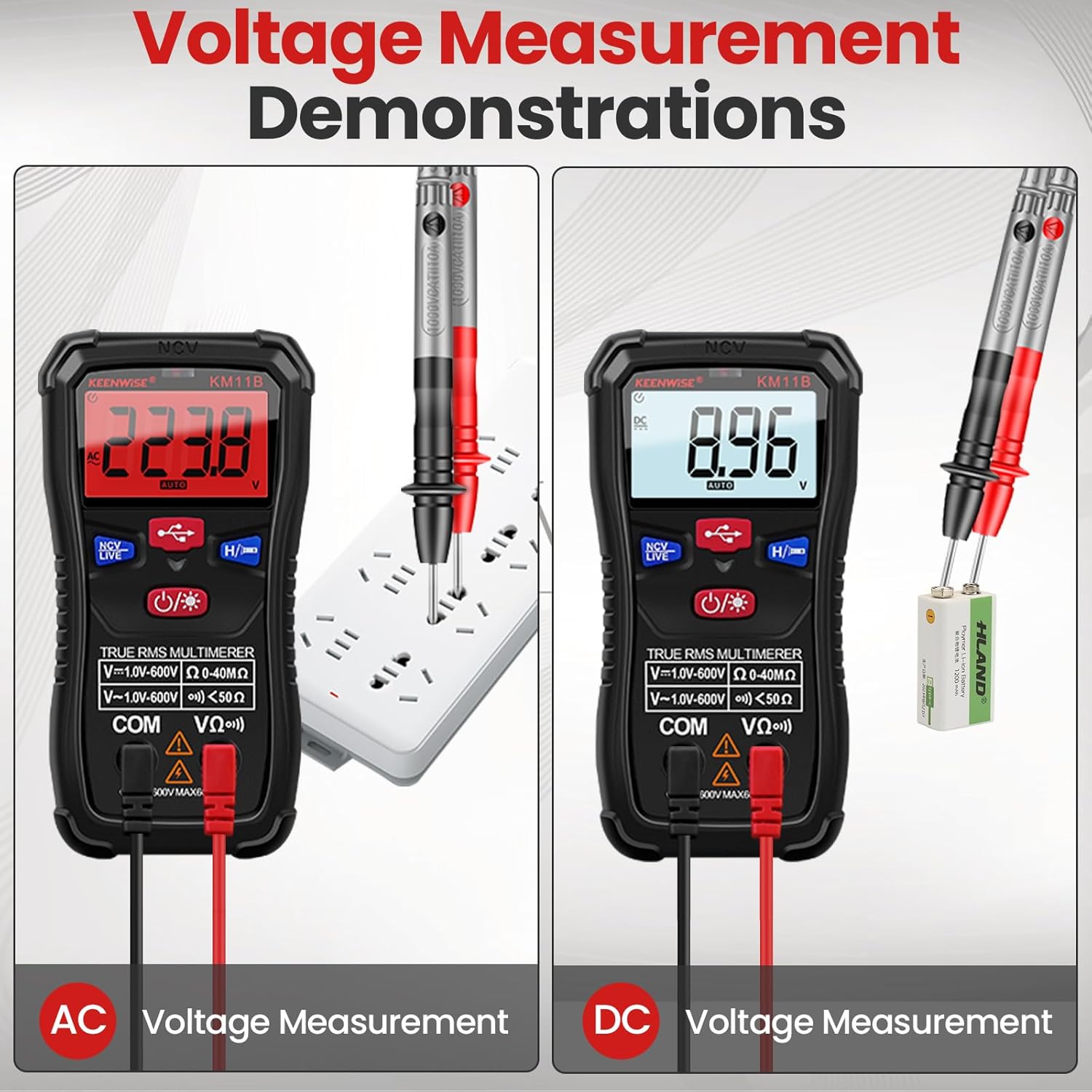 Rechargeable Digital Multimeter Tester, 4000 Counts, Smart Measurement, Type-c Interface, Measures AC/DC Voltage, Ohm Volt Amp Meter, Non-Contact Voltage Tester Function, Resistance