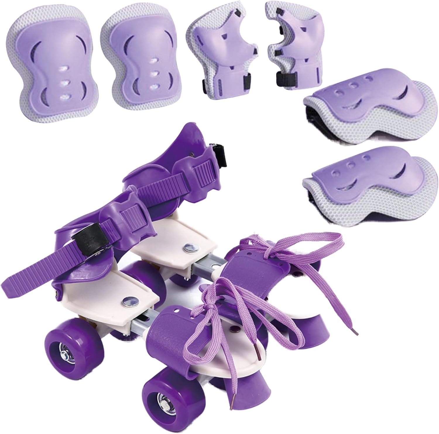 Roller Skates for Girl Boy,Quad Rollerskate for Little Kid Age 2-5, Adjustable Size from 6C-12C,Retractable Skates for Beginning with Knee,Hand Protection, Birthday Gift Indoor Outdoor Sport