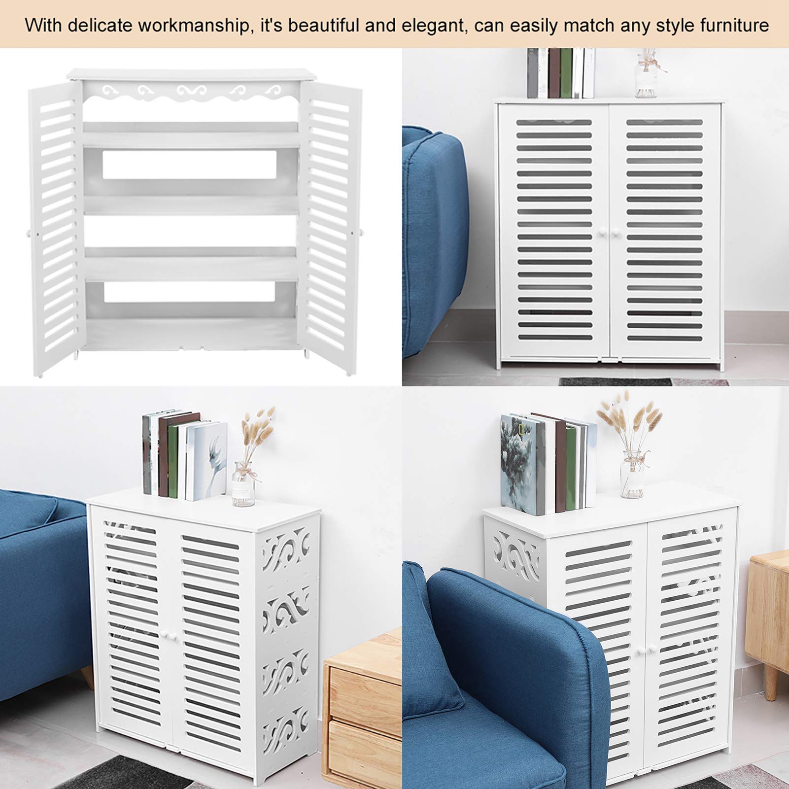 Scaffali di Stoccaggio Organizzatore Armadio Mobili per Camera da Letto - Scheda in Plastica in Legno - Bianco 4 Strati per Scarpe Resistenti