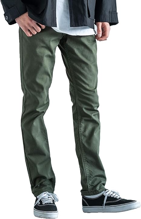 Amazon Abito アビト 日本製 国産 ストレッチテーパードパンツ チノパン 綿パン ロングパンツ メンズ ストレッチ 無地 シンプル キレイめ オリーブ Lサイズ ロングパンツ 通販