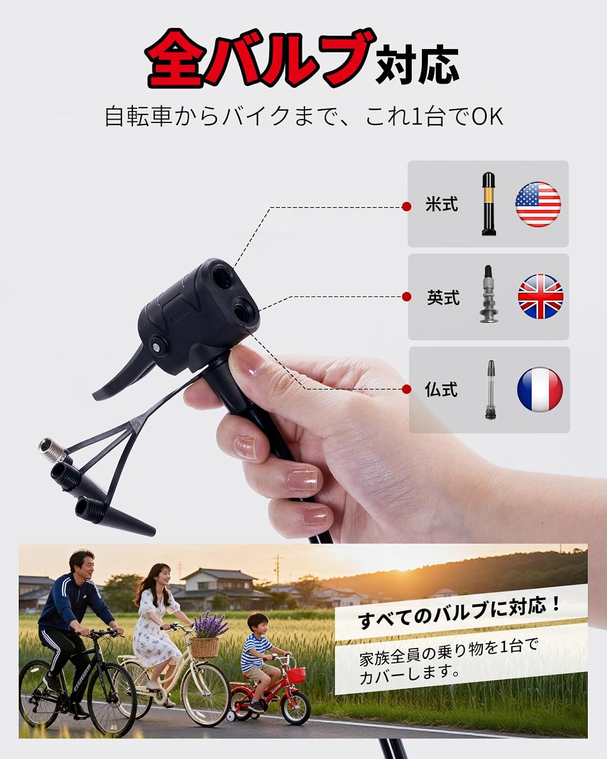 Bicycle Floor Pump, 120 PSI Air Pump, Booster Pump, Easy Storage, Lightweight, Presta/Schrader/English Valve Compatible