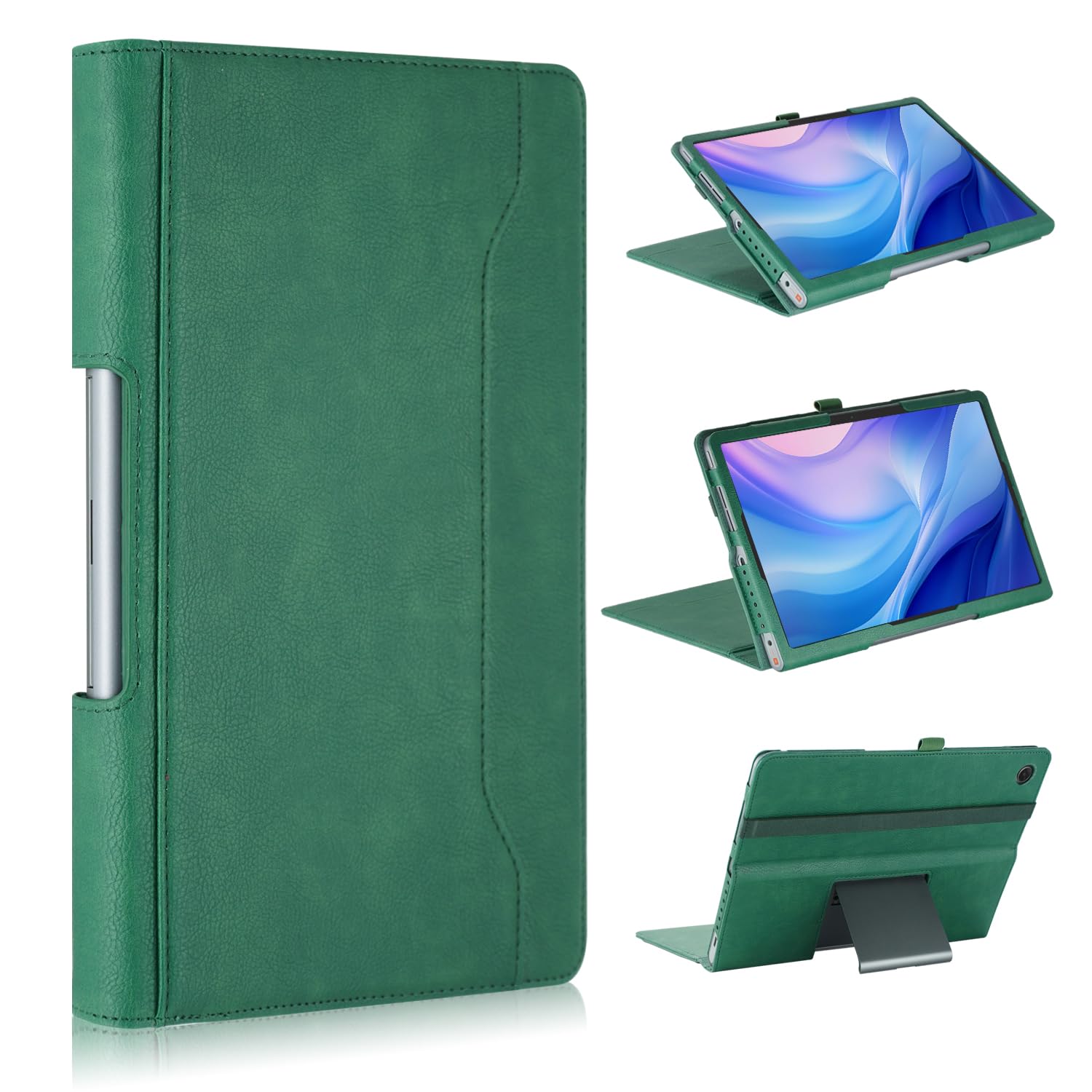 Case Compatible with Lenovo Tab Plus 11.5 inch Tablet PU Leather Business Cover for Pad Studio (TB351FU) Folding Stand Cover,Dark Green