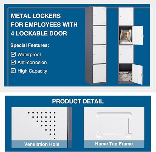 Miniatura 4 de Armario de almacenamiento de metal, armario de almacenamiento de casillero de 71 pulgadas de alto para empleados, armario de almacenamiento de acero