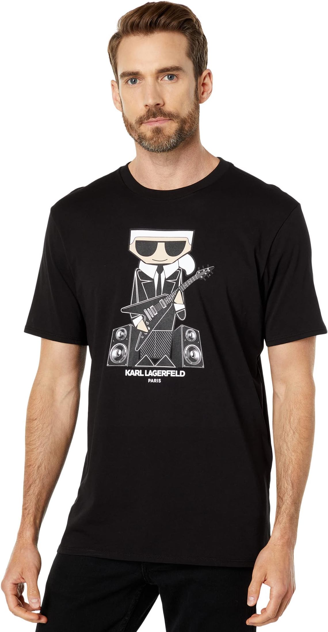 Karl Lagerfeld Paris Men's Rockstar Karl Crew Neck T-Shirt