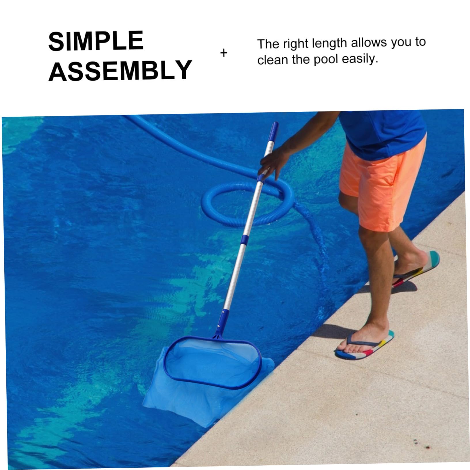 Red de Salvamento para Piscinas Varilla Telescópica de Aluminio, Red para Limpiar Hojas y Residuos en Piscinas, Estanques y Fuentes