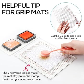 6Pcs/Set 4.75x6/6.5x8.5inch Multi-Use Non-Slip Sticky Mats Fit In Stamp Positioning Tool Set,Photopolymer Grip Mat With Printed Guides In Placeholding Stencil In Place Crafts Scrapbooking Fixed Mat