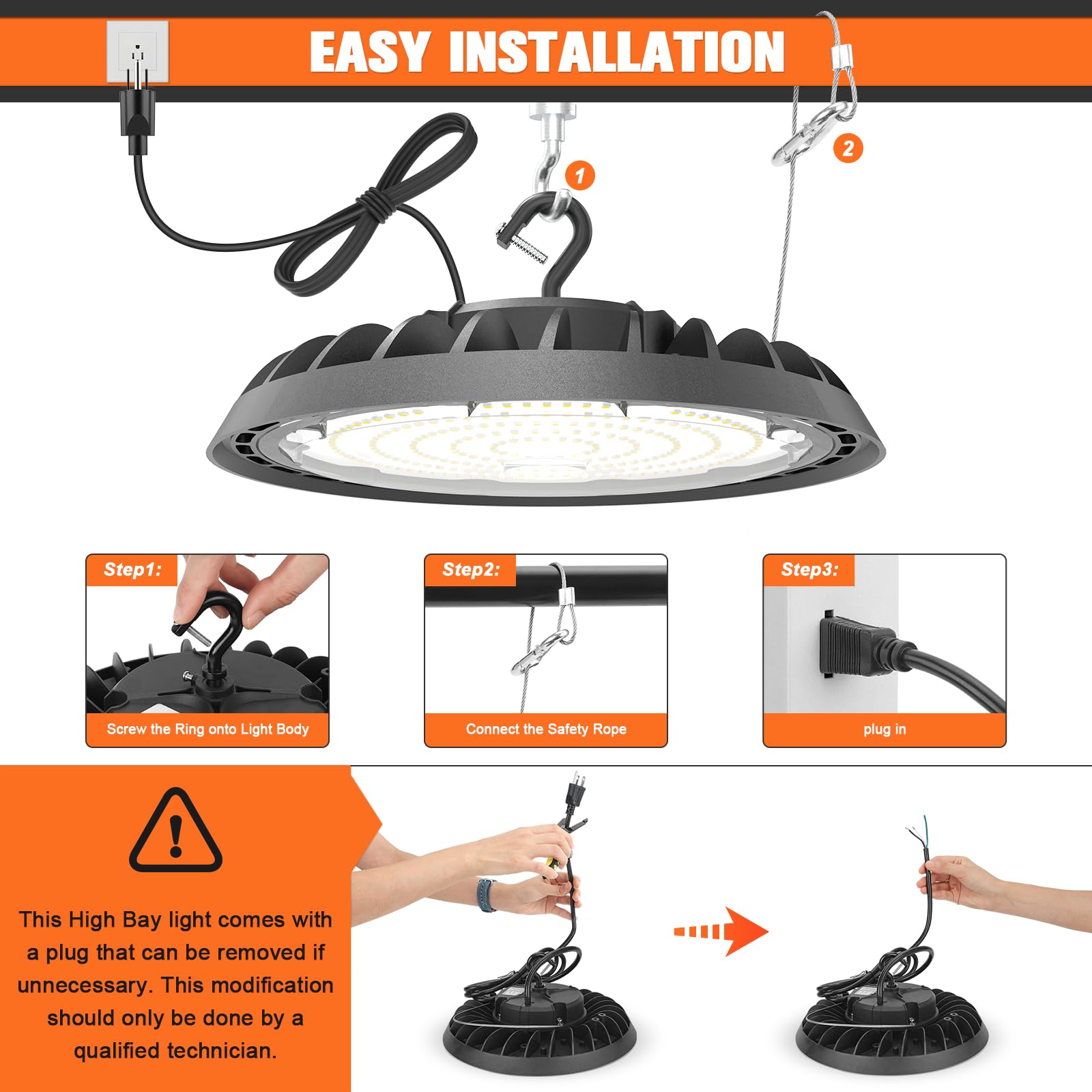 VOLISUN 10 Pack UFO Led High Bay Light 22 500LM 150W 5000K Daylight 100-277V High Bay Led Shop — view 8