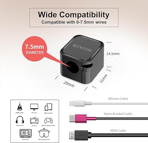 Miniatura 8 de KIVOS Organizador magnético de cable con clip magnético para colocar debajo del escritorio, soporte de cable adhesivo, organizador de cables para el