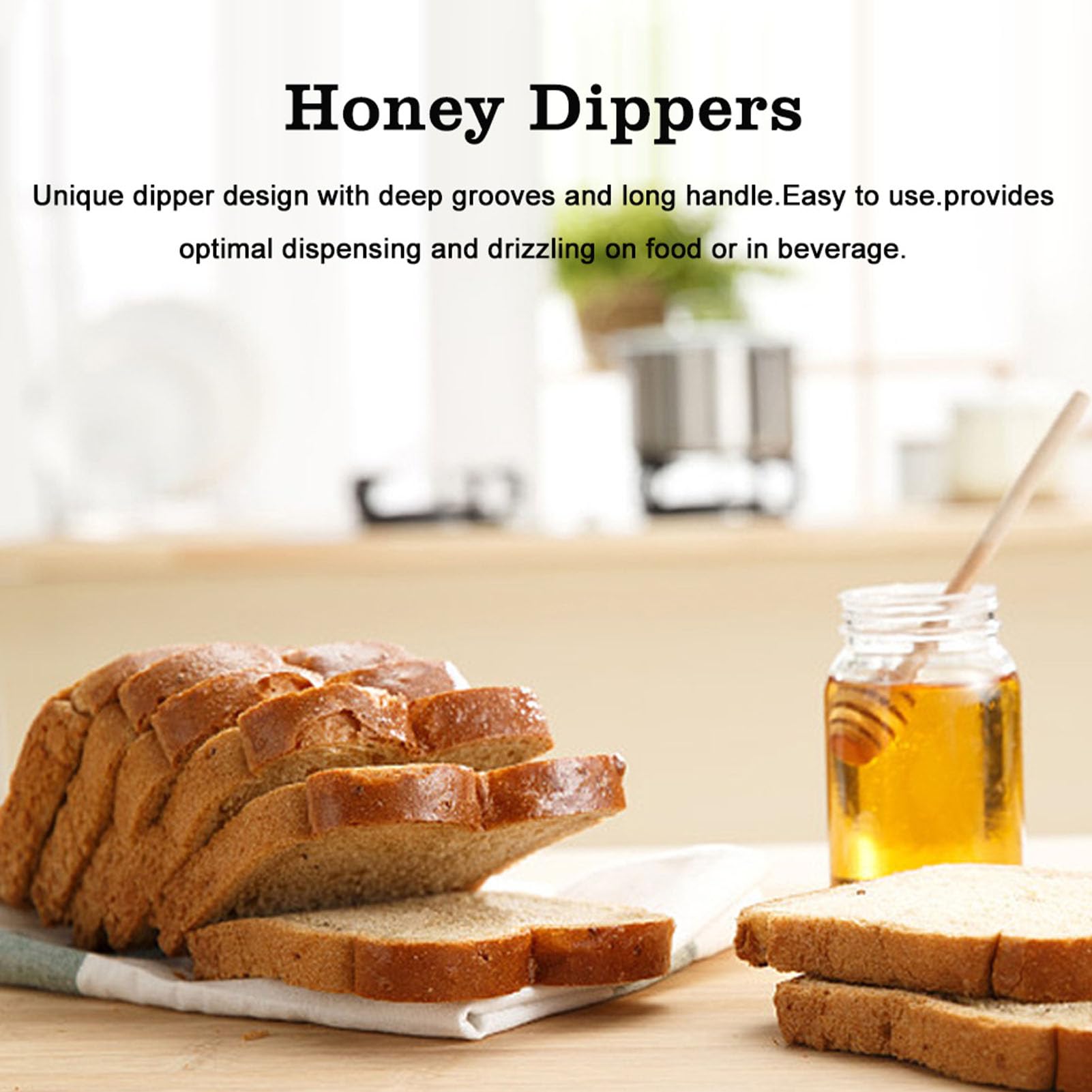 Wooden Honey Dipper, 50Pcs Wooden Honey Mixing Stirrer Portable Mini Jam Honey Dipper Small Honey Stick for Collecting Dispensing Drizzling Jam (Get Honey King 10.5CM)