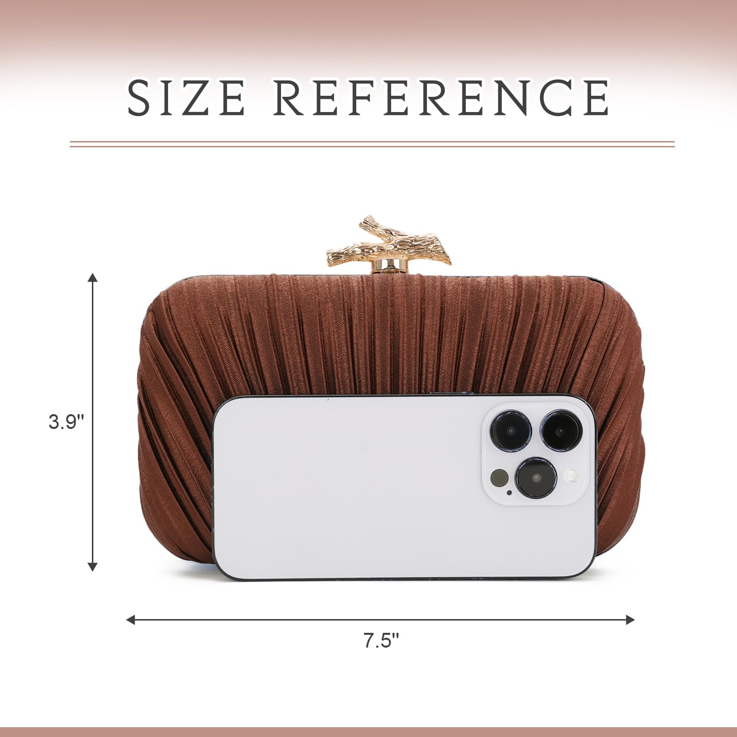 Freie Liebe Clutch Purses for Women Evening Bag Pleated Clutch Bag with Chain for Wedding Party | with Chain, for Wedding Party: Coffee