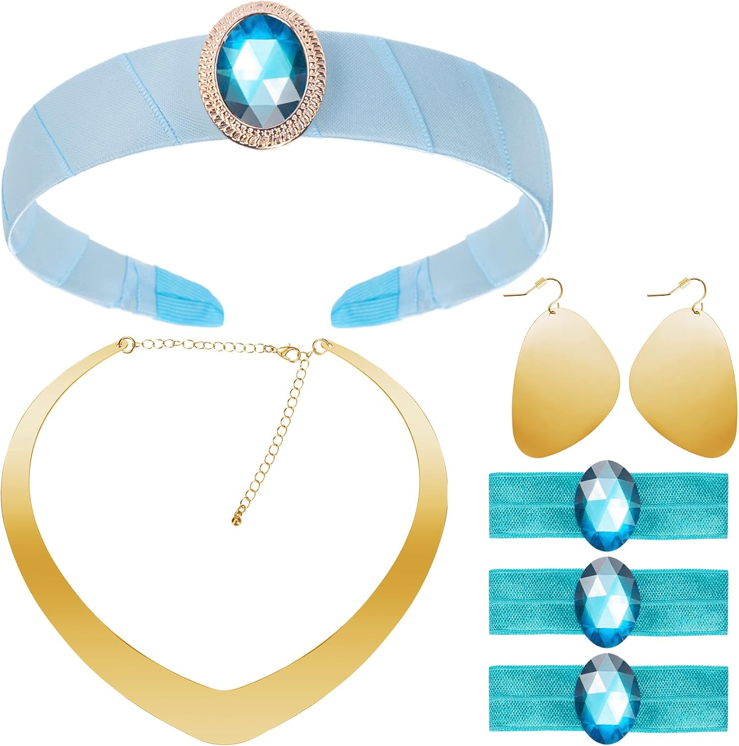 Arabian Princess Costume Set for Women Girls Halloween Cosplay Princess Dress Up Headband Hair Ties