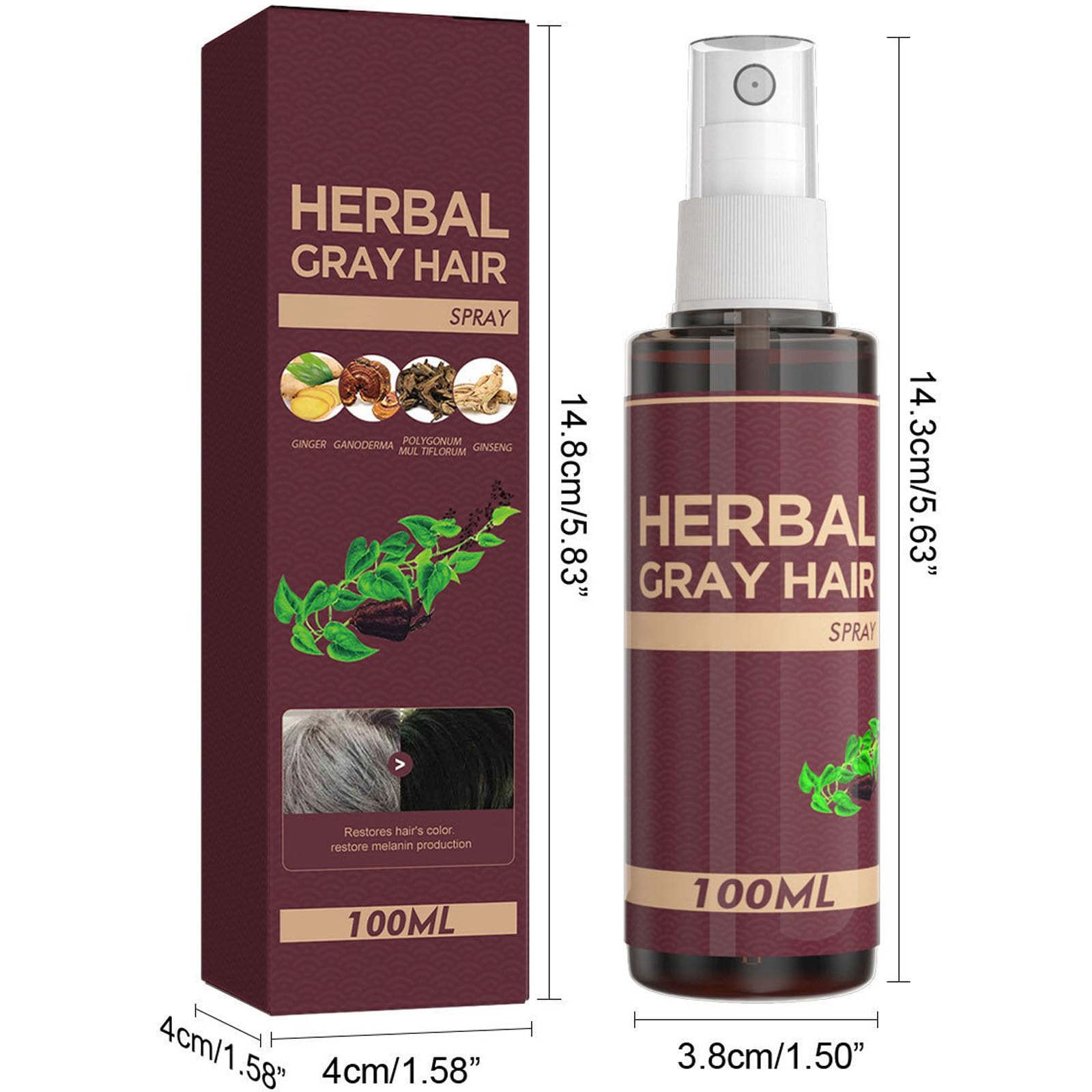 Herbal Gray Hair Spray, Hair Darkening Conditioner, Herbal Darkening Spray (2pcs)
