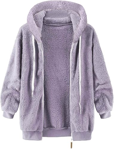 Miniatura 3 de SNKSDGM Sudaderas con capucha para mujer, chaqueta de forro polar Sherpa de manga larga, sudadera con capucha de gran tamaño con bolsillos, abrigo