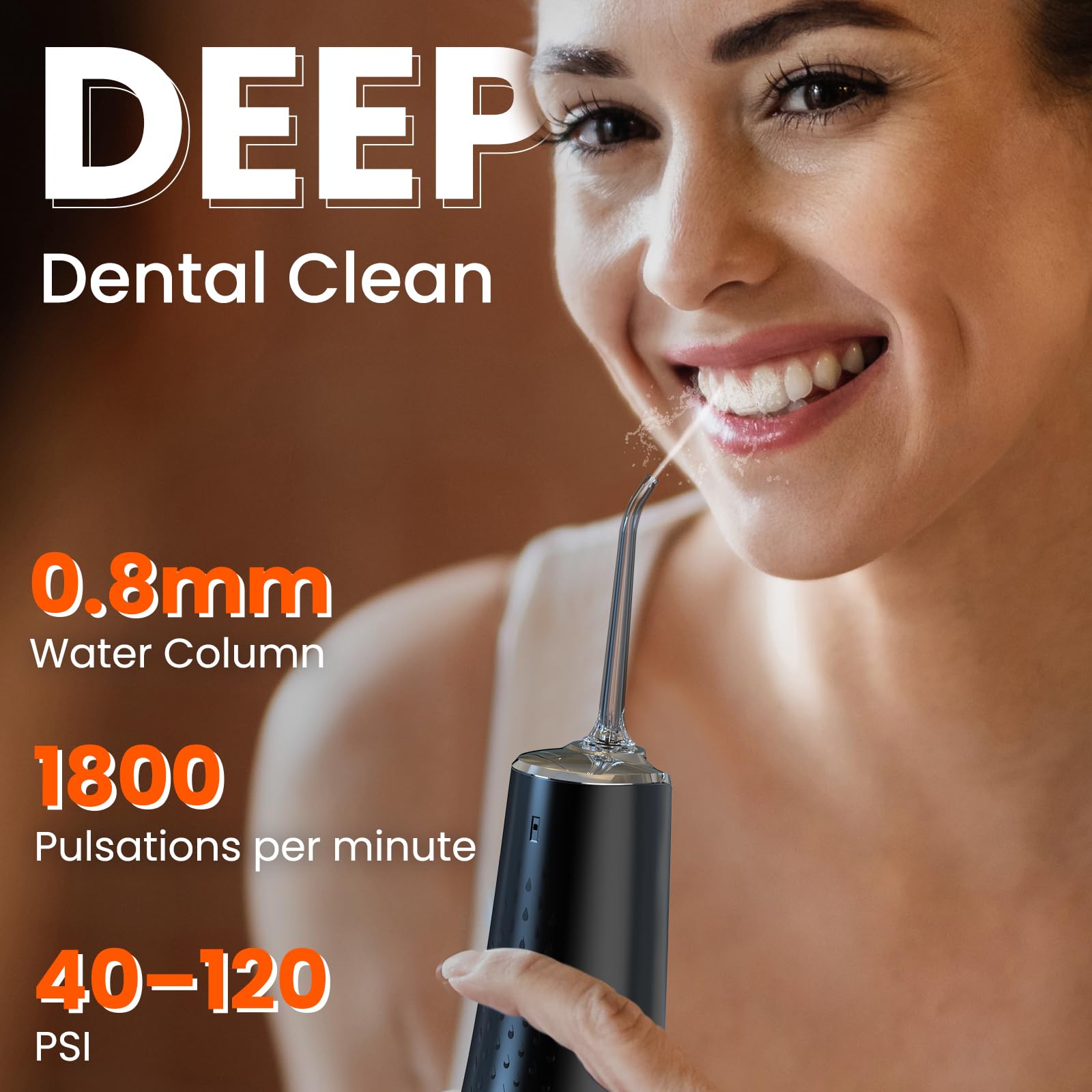 Púa de hilo dental de agua para dientes, irrigador oral portátil de 300 ml, limpiador de riego de viaje recargable, máquina de hilo dental eléctrica profesional y accesorios de irrigador, IPX7