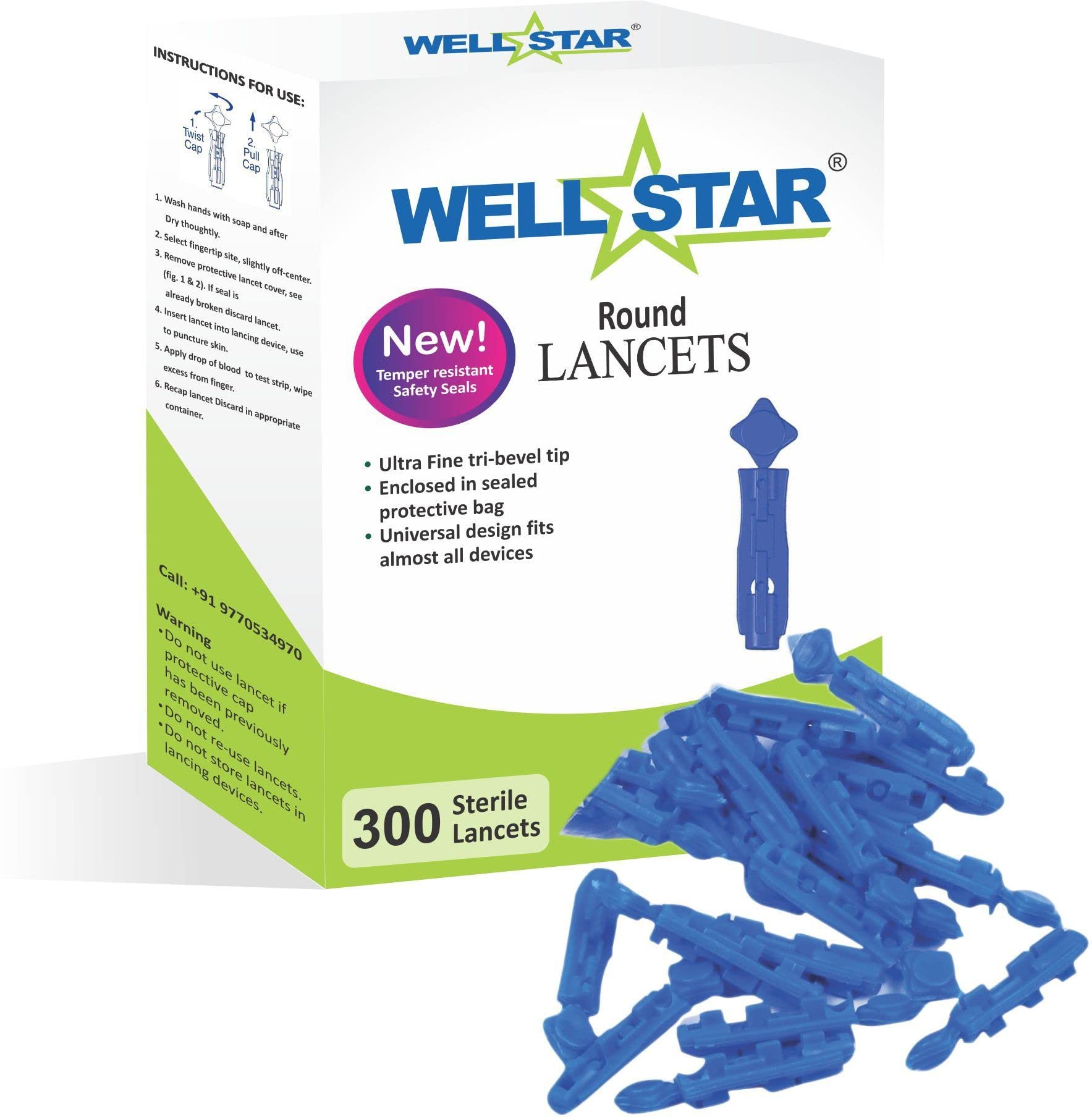 Wellstar 300 ROUND LANCETS BLUE COLOR Glucometer Lancets Glucometer Lancets (300)-image-41