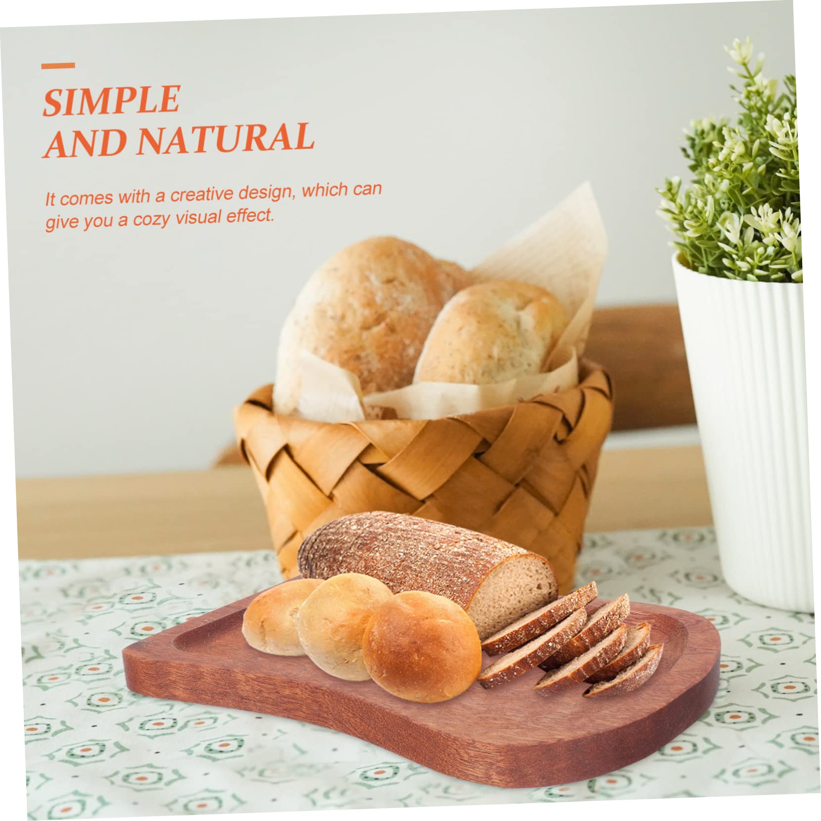 KICHOUSE Wooden Pastry Tray Toast Plate Decorative Design Versatile for Salad Pasta