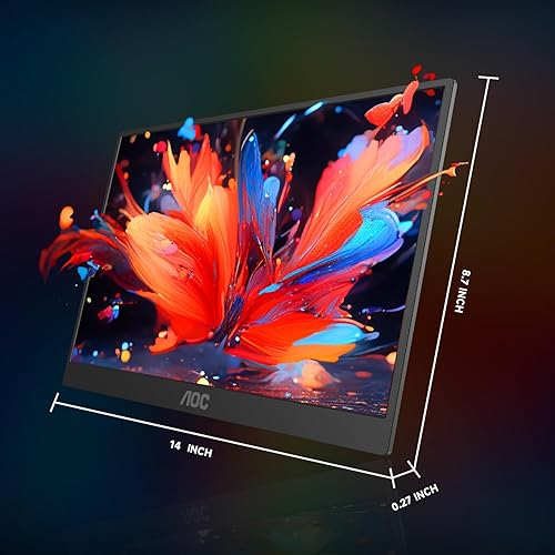 Miniatura 9 de AOC Monitor portátil de 15.6 pulgadas, 125% sRGB IPS 1080P FHD USB-C, pantalla de computadora HDMI, monitor de juegos HDR, segundo monitor externo