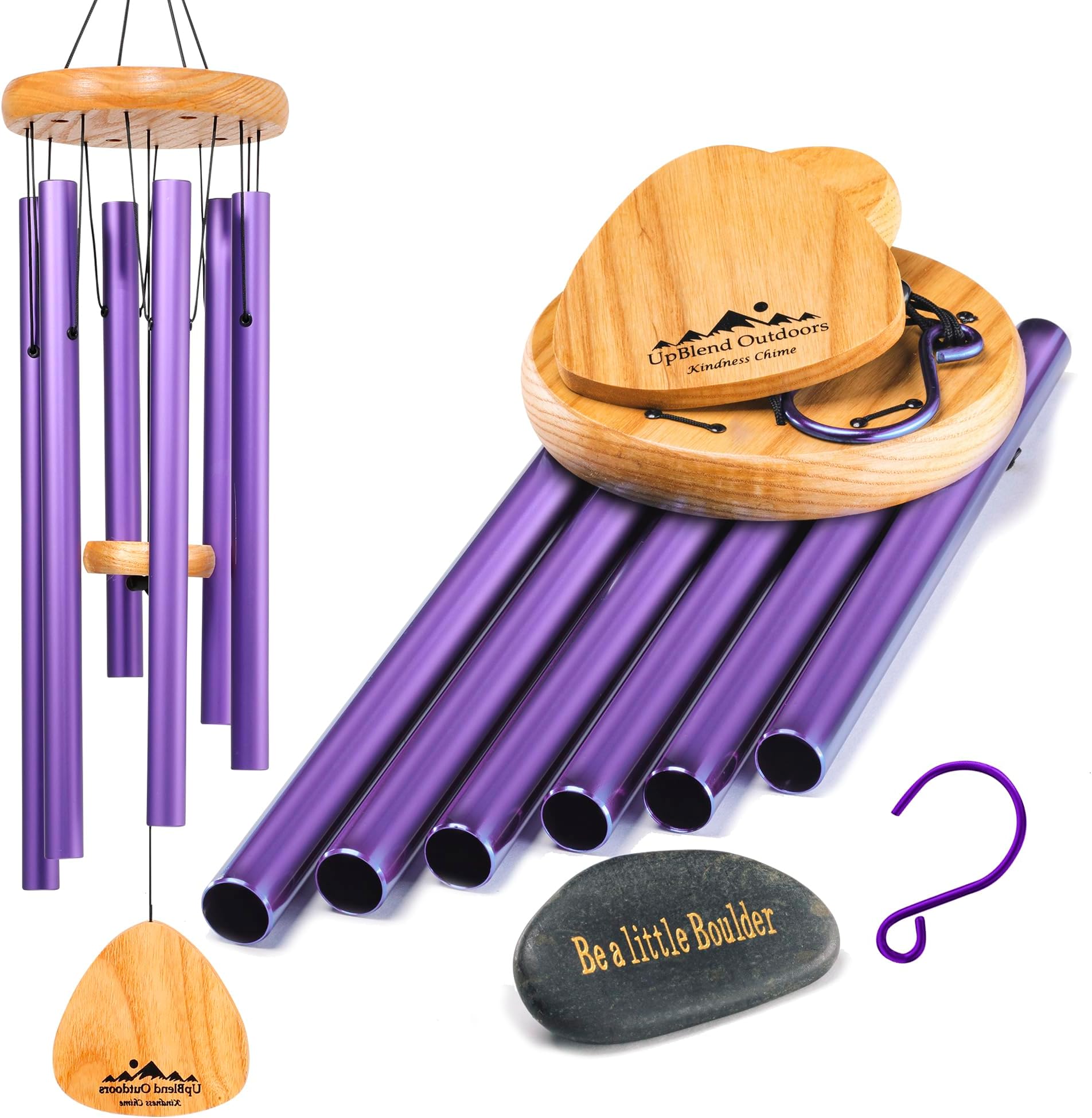 UpBlend Outdoors Wind Chimes for Outside, Gift for Mom, Deep Tone, Sympathy Gifts for Loss of Loved One, Patio Decoration, Memorial Windchimes, 29" Purple