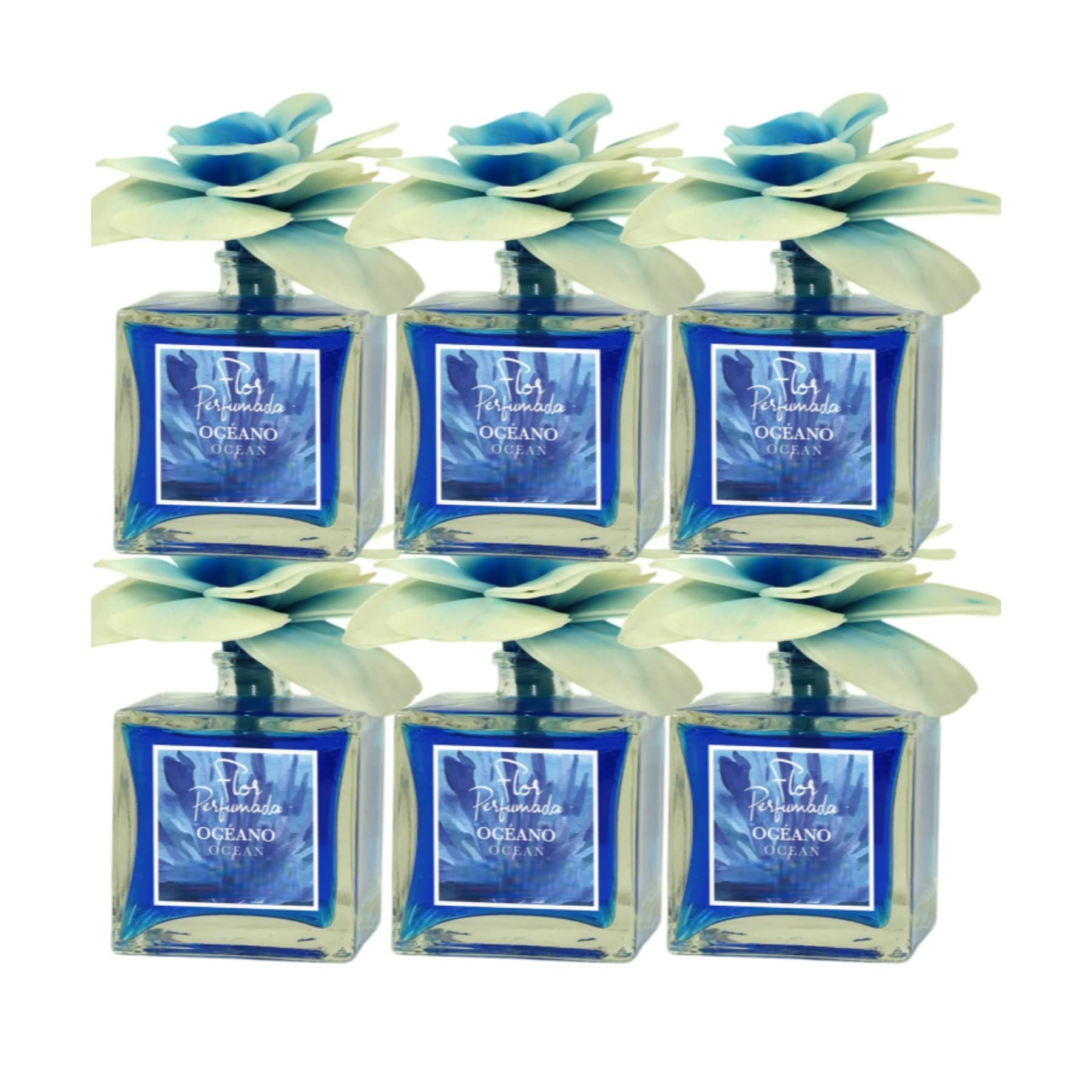 PACK 6 Ambientador Perfumes. Difusor de Flor perfumadas.Difusor de Flor con aroma AMB. FLOR 90ml OCEANO(PLUS HOME)