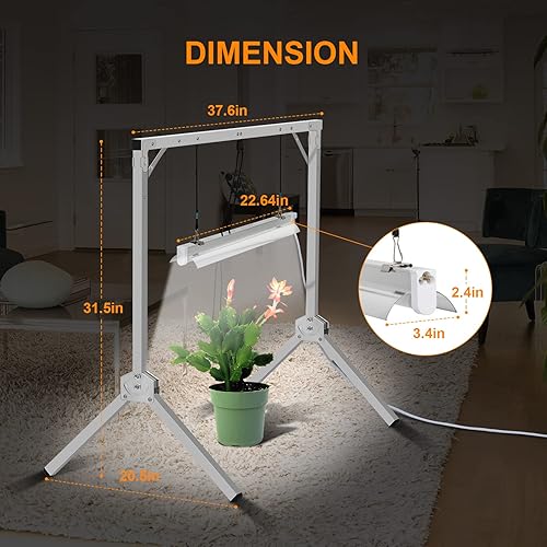 Miniatura 2 de iPower Sistema fluorescente T5 de luz de crecimiento con soporte plegable para inicio de semillas de plantas, 24W, 2 pies 1