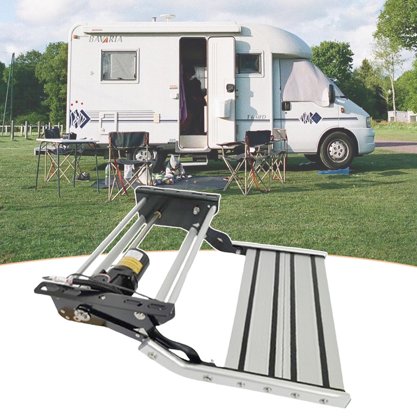 WIANQIAN Manual Electric Retractable RV Steps, Caravan Stair, RV Step Camper Stair, Folding, Aluminum Alloy, Non-Slip Pedal, For Motorhomes, Campers, Caravans Single-layerelectric