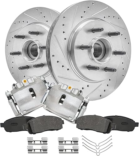 Miniatura 33 de Detroit Axle - Kit de freno delantero para 2014 2015 2016 Kia Soul Reemplazo de discos perforados y ranurados Rotores de freno de disco pastillas de