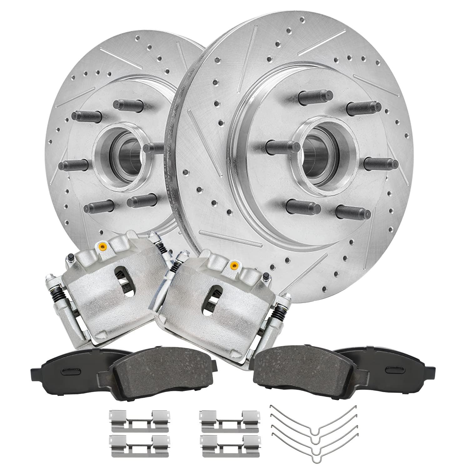 Detroit Axle - RWD Front Brake Kit for 2004 2005 Ford F-150 Drilled Slotted