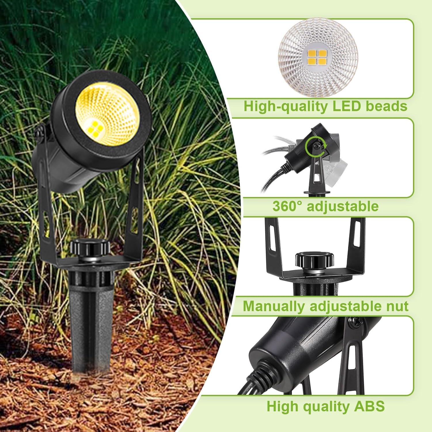 B-right 27m Focos Exterior Iluminación de Jardín con Seguro Voltaje, 8 * 3W Luz Exterior Impermeable IP65 Lámpara de Jardín Apto Decoración Foco Reflector, Luces Proyctor Patio con Enchufe