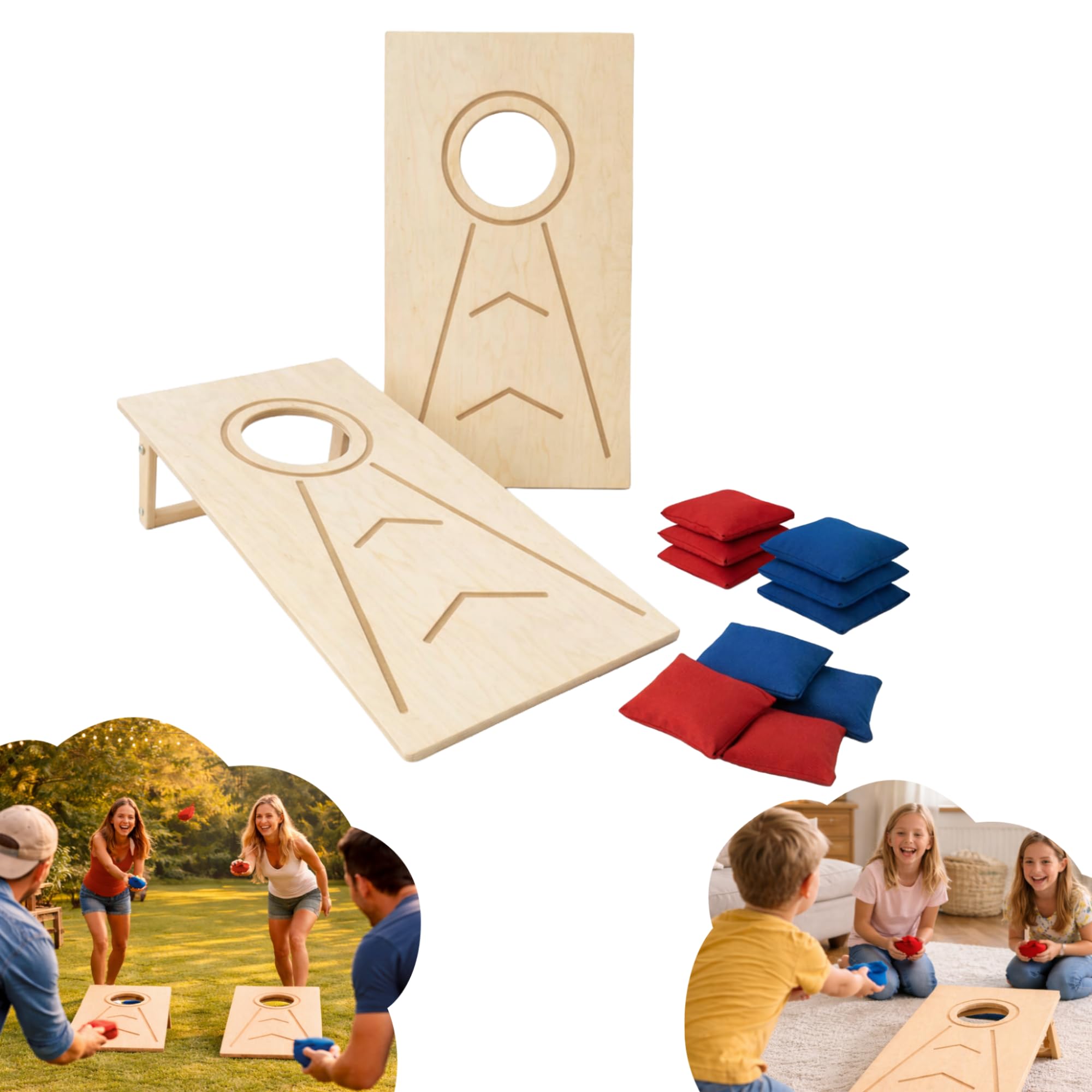 Cornhole Party Games Outdoor Indoor Beach Game | Throwing Game for Children and Adults Includes Bag - 1 × Cornhole Boards & 2 × 5 Cornhole Bags