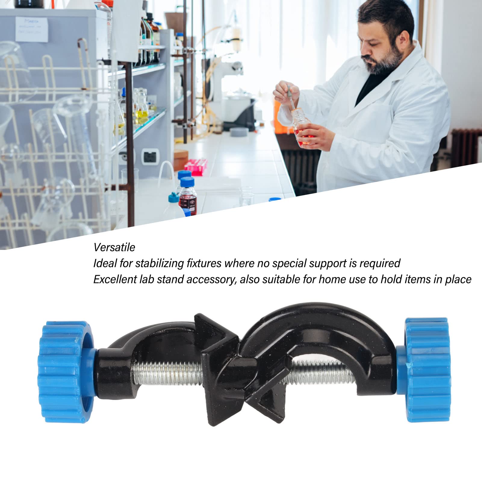 5Pcs Lab Stand Clamp, Holder Aluminum Alloy Right Angle Laboratory Stand Clamp Holder with Rotatable Knob