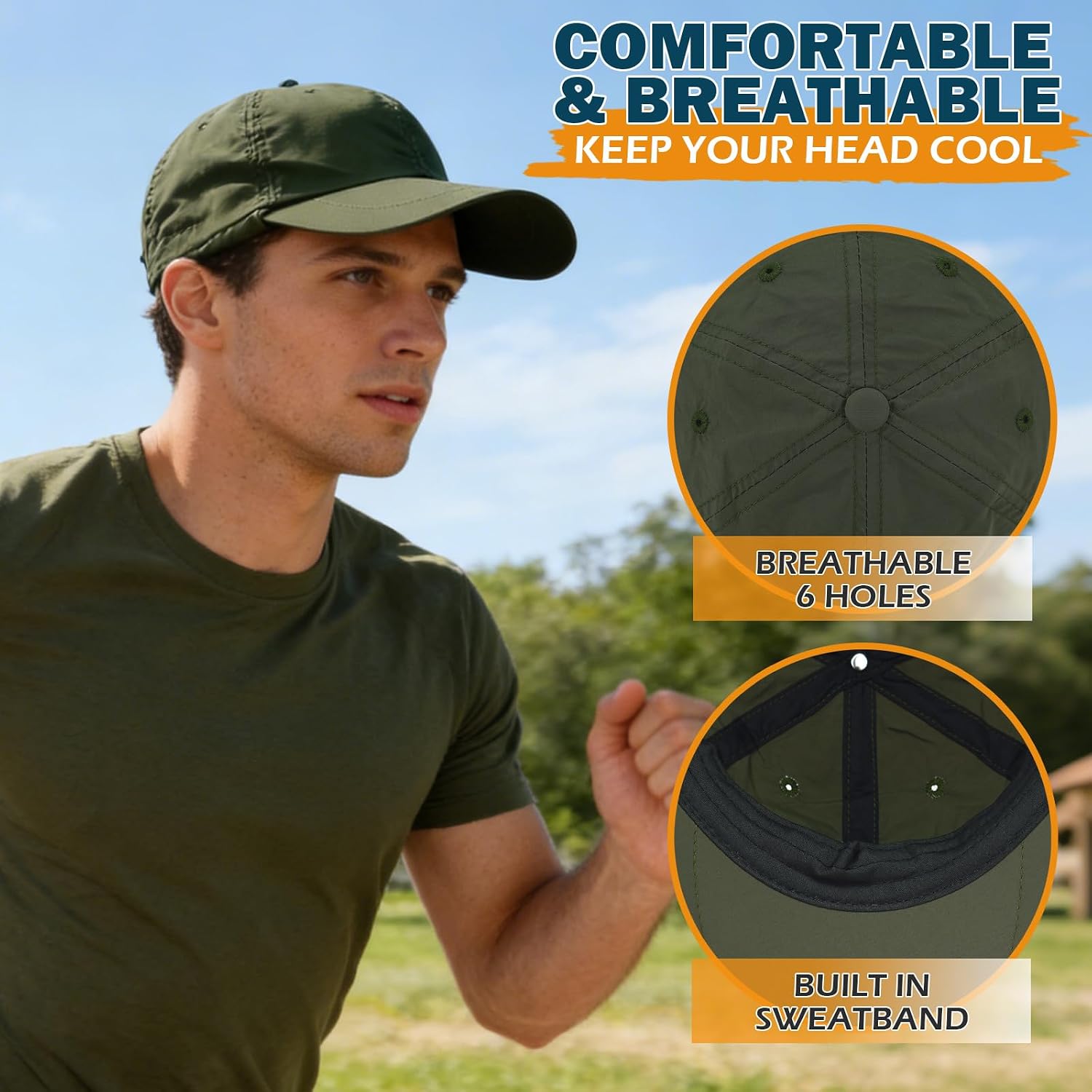 Baseball Sun Cap with Neck Flap, UPF 50+ Waterproof Sun Hat for Men Women image 3