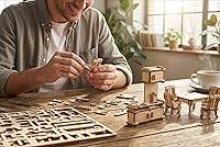 Vista 2 de BOHS Juego de muebles de casa de muñecas de 34 piezas, escala 1/24, rompecabezas 3D de madera cortados con láser, modelos y accesorios en miniatura