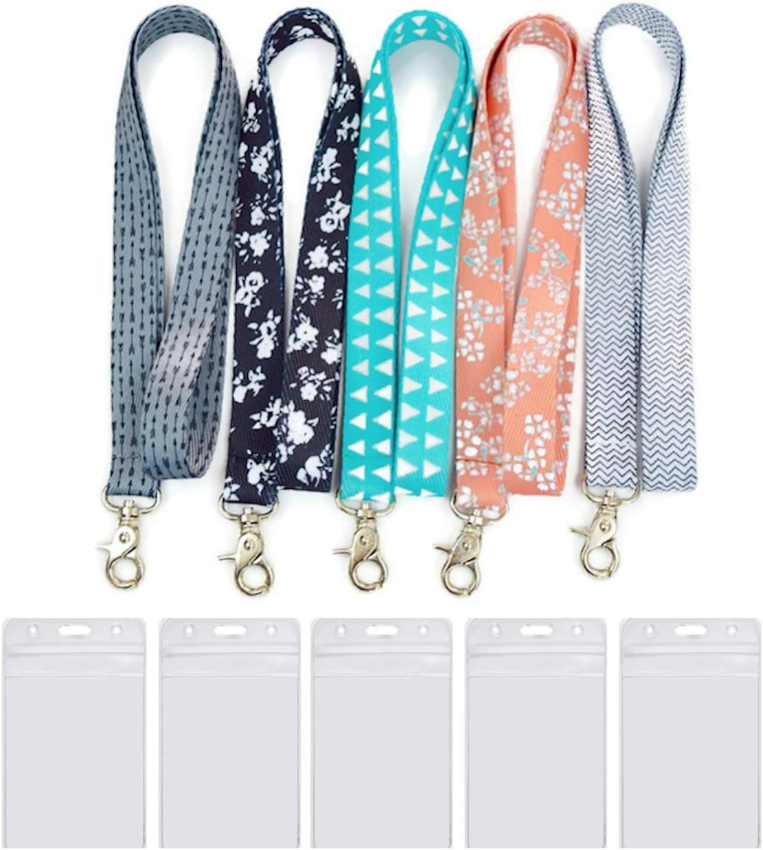Cute Lanyard (5 Pack) – Durable and Premium Quality Key Lanyards for Women with ID Badge Holders
