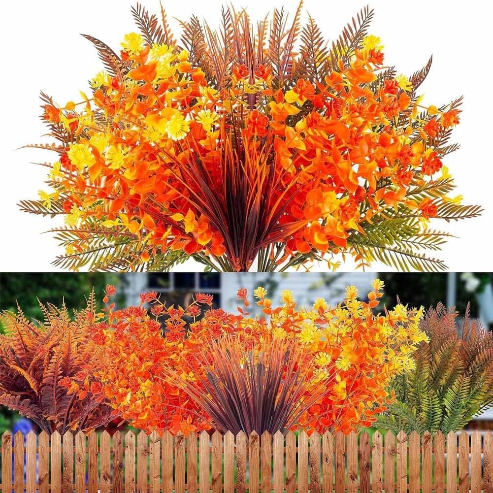Fiori Artificiali Autunnali Per Esterno – 12 Mazzetti, Piante Finte UV Resistant, In Seta, Per Patio Giardino E Veranda, Decorazione Casa - 2