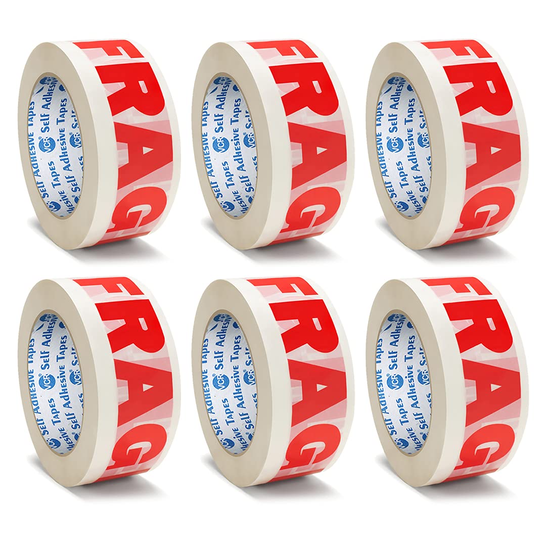 VCR Fragile Tape (Handle with Care) - 100 Meters in Length - 48mm / 2" Width - 6 Roll Per Pack - BOPP Industrial Packaging Tape for E-Commerce Fragile Box Packing (B07RWWH5KS) Amazon Price History, Amazon Price Tracker