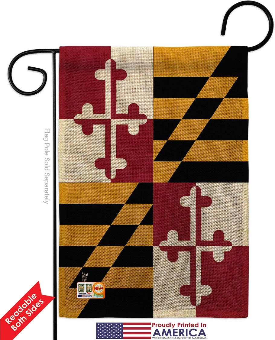 Maryland Burlap Garden Flag Americana States USA American Territories Republic Small Decorative Gift Yard House Banner Double-Sided Made In 13 X 18.5