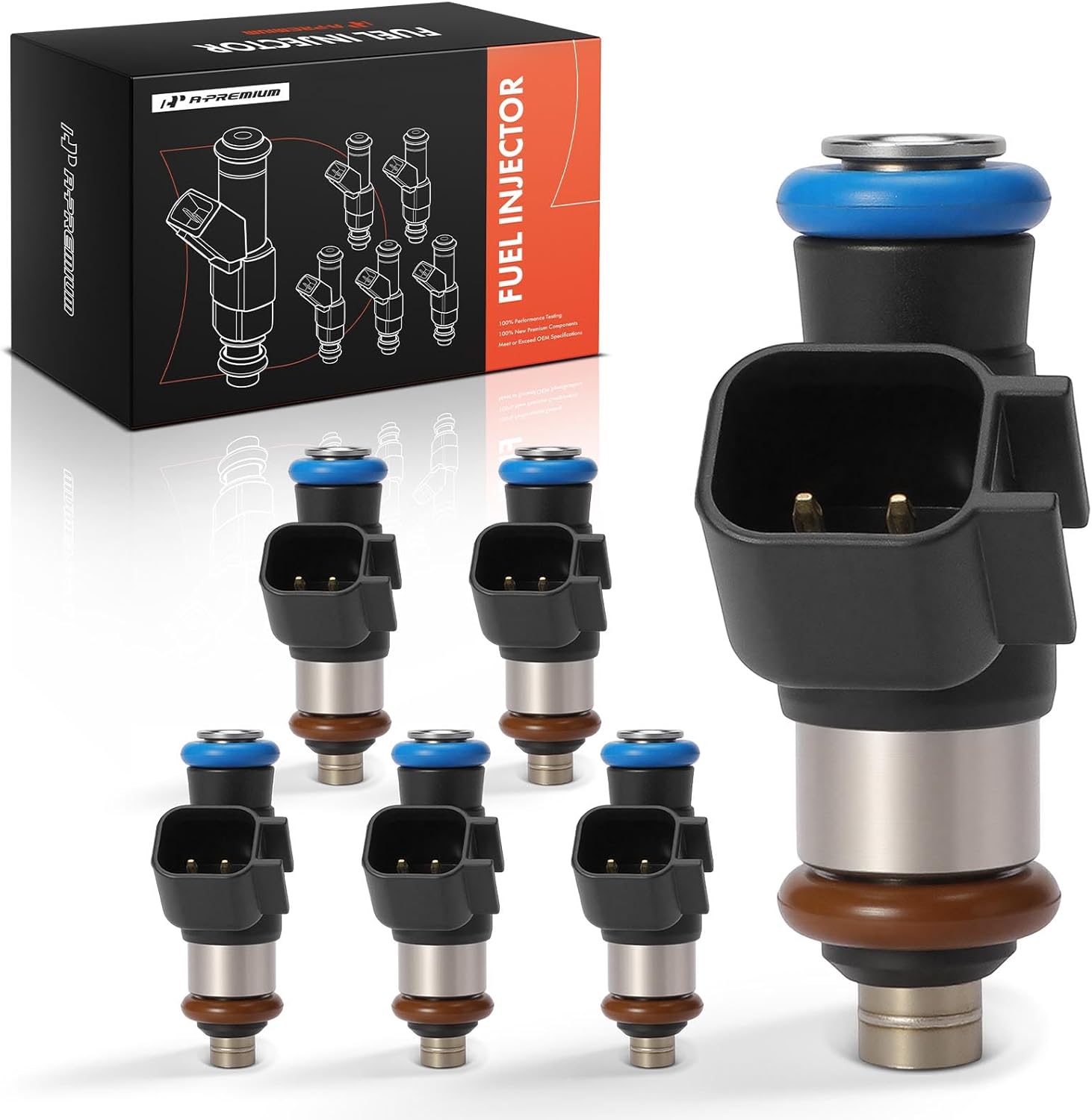 A-Premium 6Pcs Fuel Injectors Compatible with Ford Fusion, Taurus, Taurus X, Flex, Edge & Mazda 6, CX-9 & Lincoln MKZ, MKX, MKS, MKT & Mercury Sable, 2007-2015, 3.5L 3.7L, Gas, Replace# 0280158091