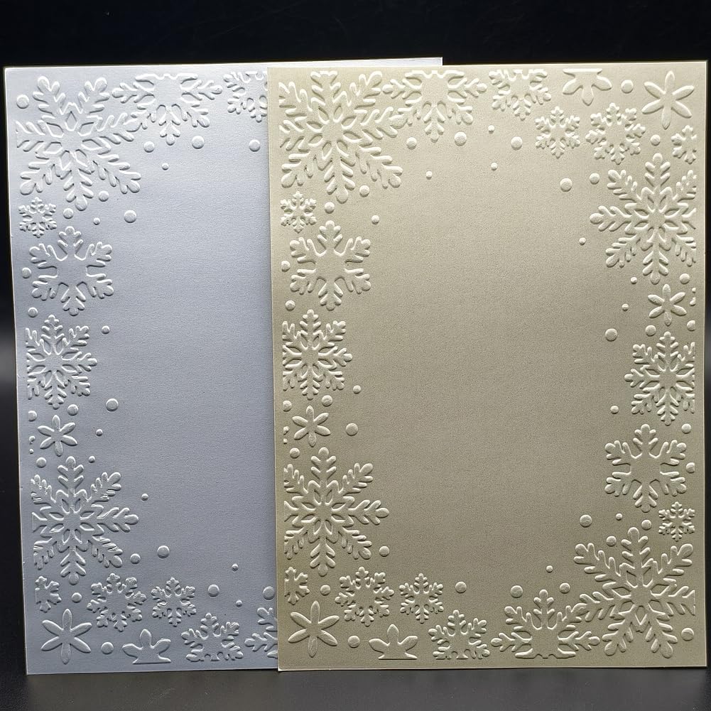 Plastic Embossing Folder 5x7 Inch Christmas Snowflake Border Paper Crafts Plastic Textured Impressions for Card Making Scrapbooking