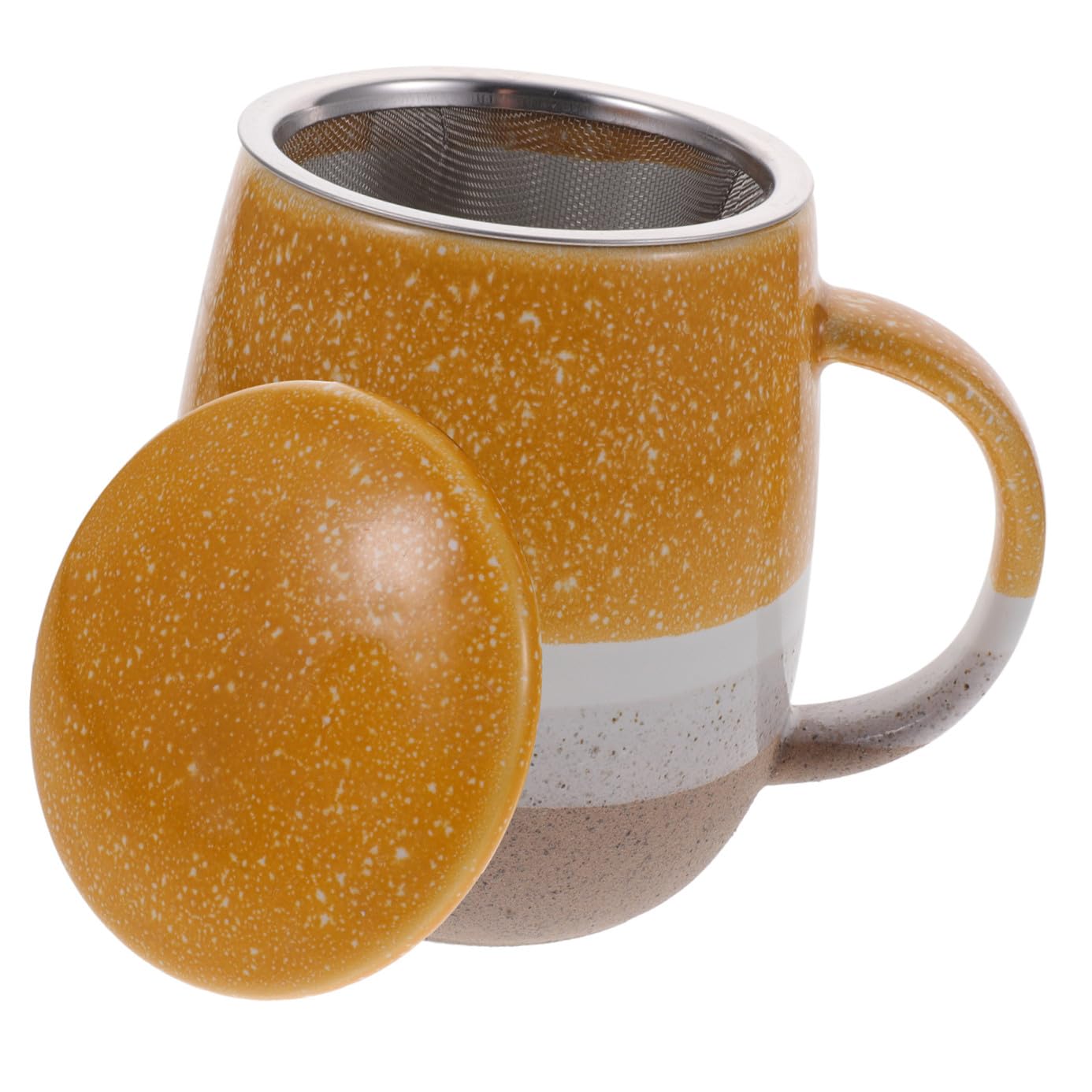 Mug en céramique avec passoire 350 ml jaune aux finitions soignées durables