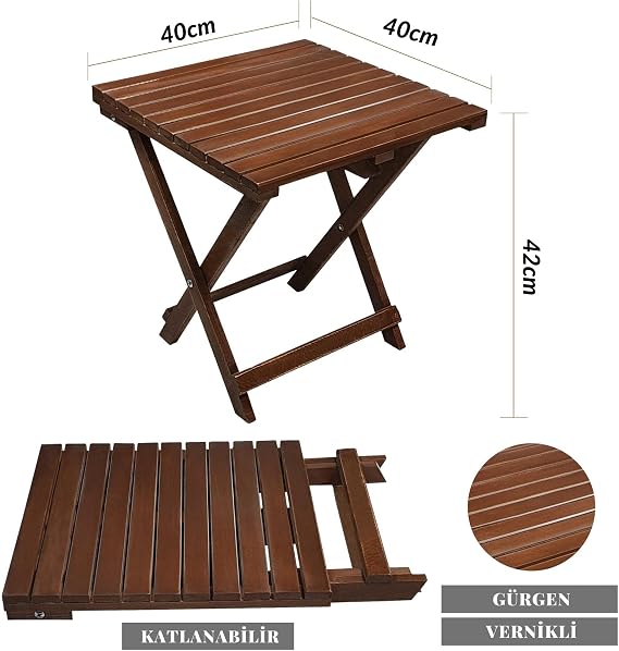Bysay AhŞap Katlanabİlİr TaŞinir Puf Mİnderlİ Kollu Şezlong. Plaj, BahÇe İÇİn 3 LÜ Set (cevİz-grİ)