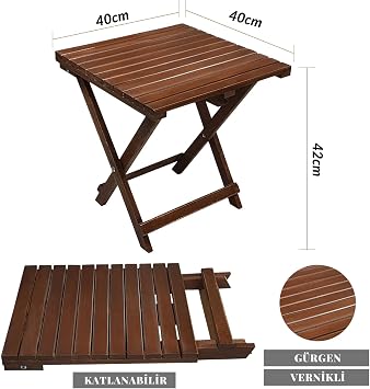 Bysay AhŞap Katlanabİlİr TaŞinir Puf Mİnderlİ Kollu Şezlong. Plaj, BahÇe İÇİn 3 LÜ Set (cevİz-grİ)