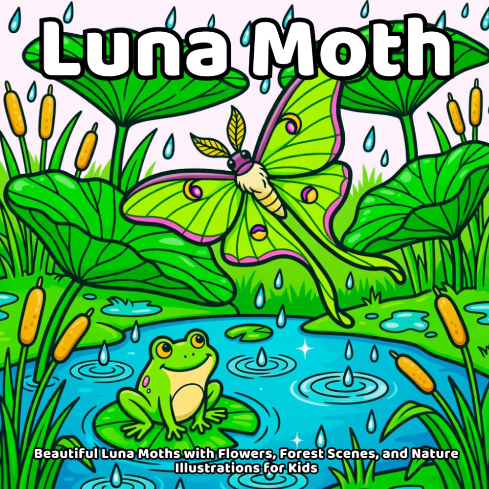 Luna Moth Coloring Book: Beautiful Luna Moths with Flowers, Forest Scenes, and Nature Illustrations for Kids