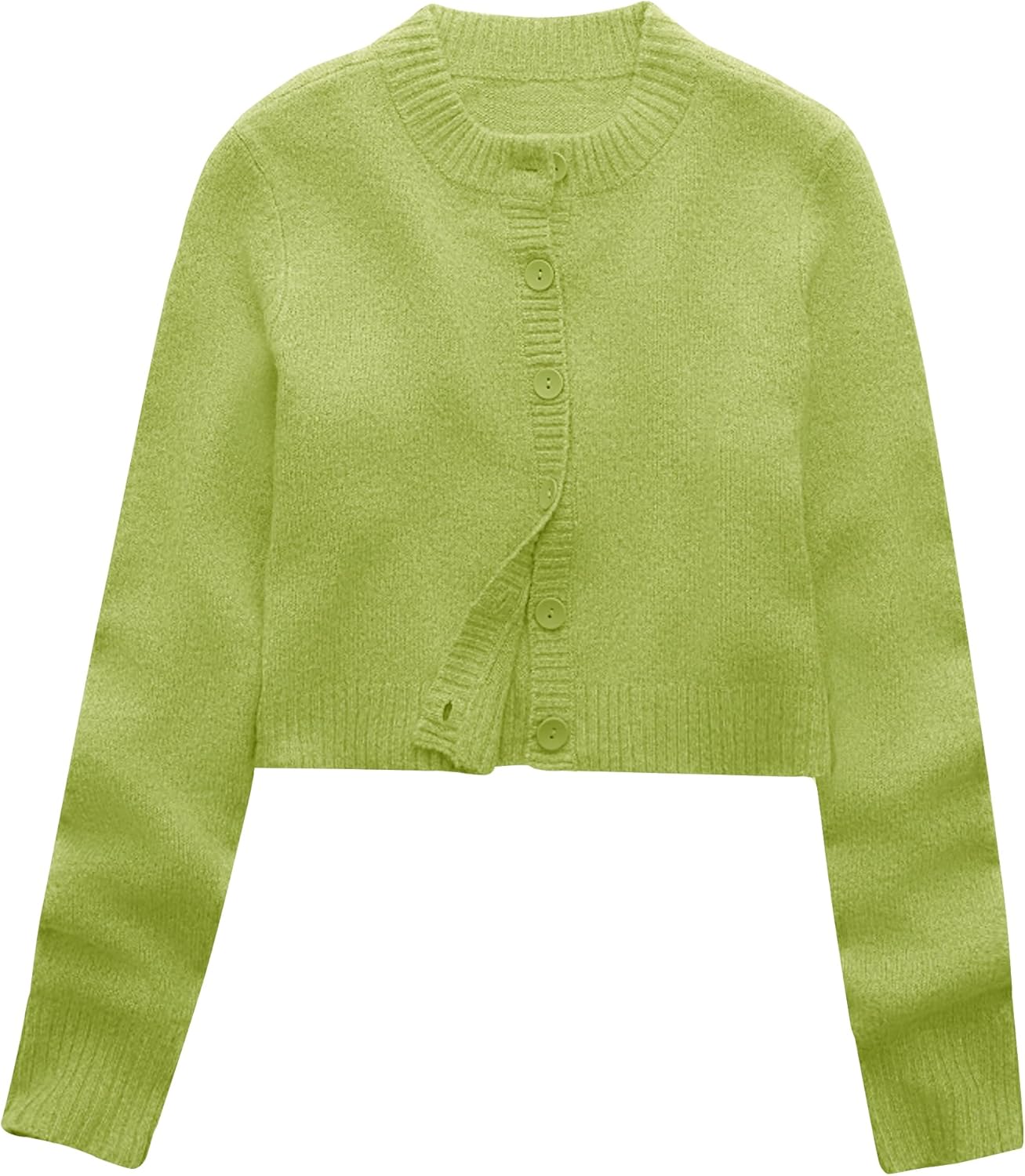 Urban CoCo Women's Crew Neck Cropped Cardigan Sweaters Long Sleeve Open Front Button Down Shrug Sweater Jackets - Image 5