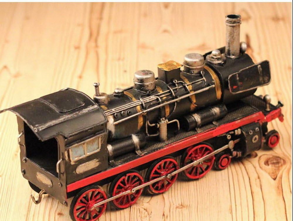 Vintage Retro 12" Hand Made Tin Metal Model Railroad Train Steam Locomotive Antiqued Decoration Iron Vehicle Model