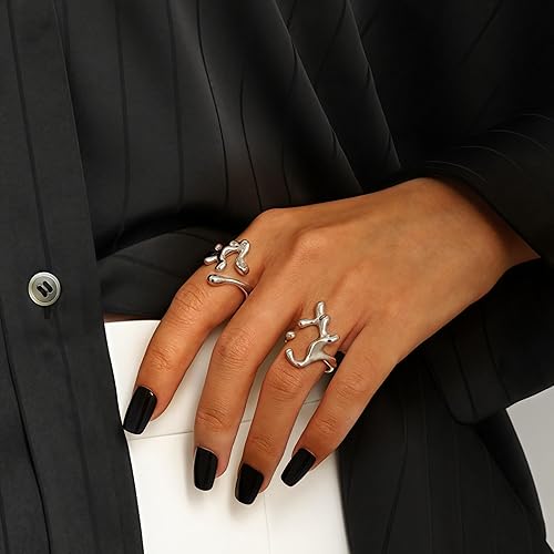 Miniatura 98 de 925 Sterling Silver Ring Minimalist Adjustable Rings Band Handmade Rings for Women Girls