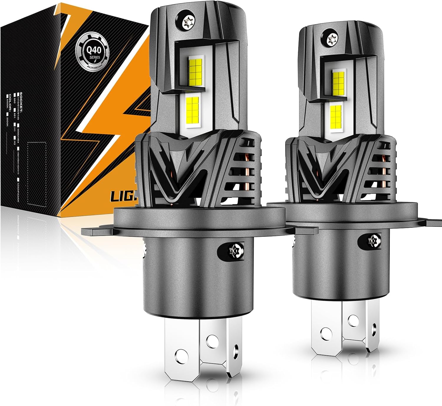 Auxbeam H4 9003 Fog Lights, Q40 Series 120W 800% Brighter H4 Powersports Light For UTV ATV Offroad Use