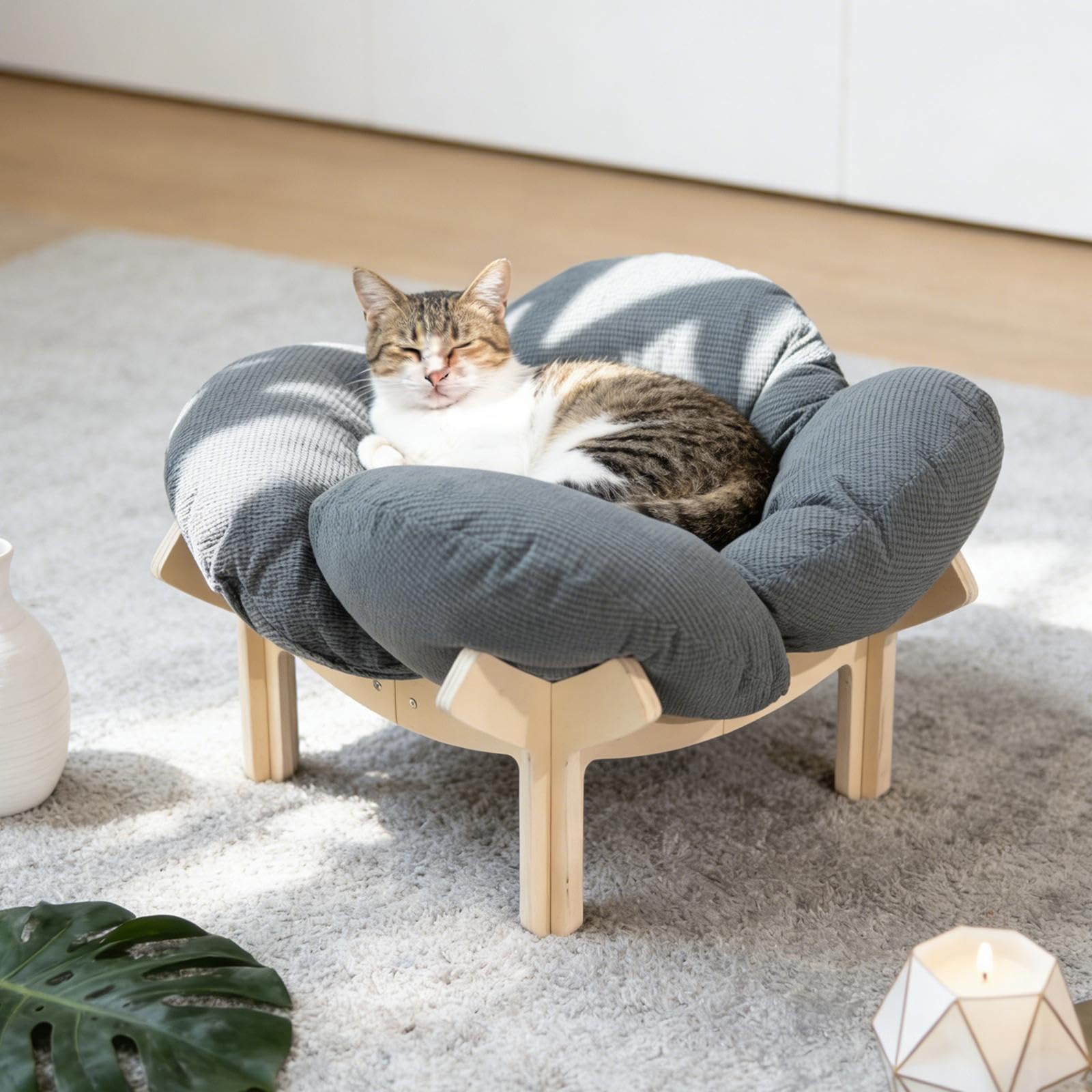 Katzenbett, Stabiles Katzenhaus, Dekorationsartikel, Tragbares Katzenzubehör, Grau