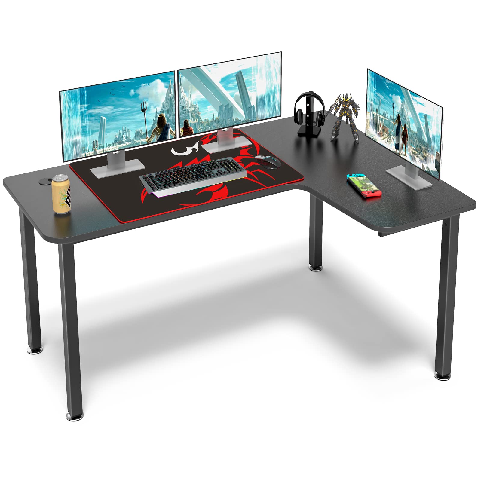 EUREKA ERGONOMIC L Shaped Gaming Computer Desk 60 inch with Free
