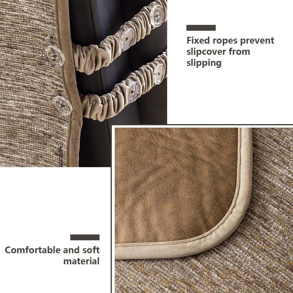 STONECREST Recliner Chair Cover, Chenille Slipcover, Stay in Place (Lightbrown, 23" Regular Recliner)